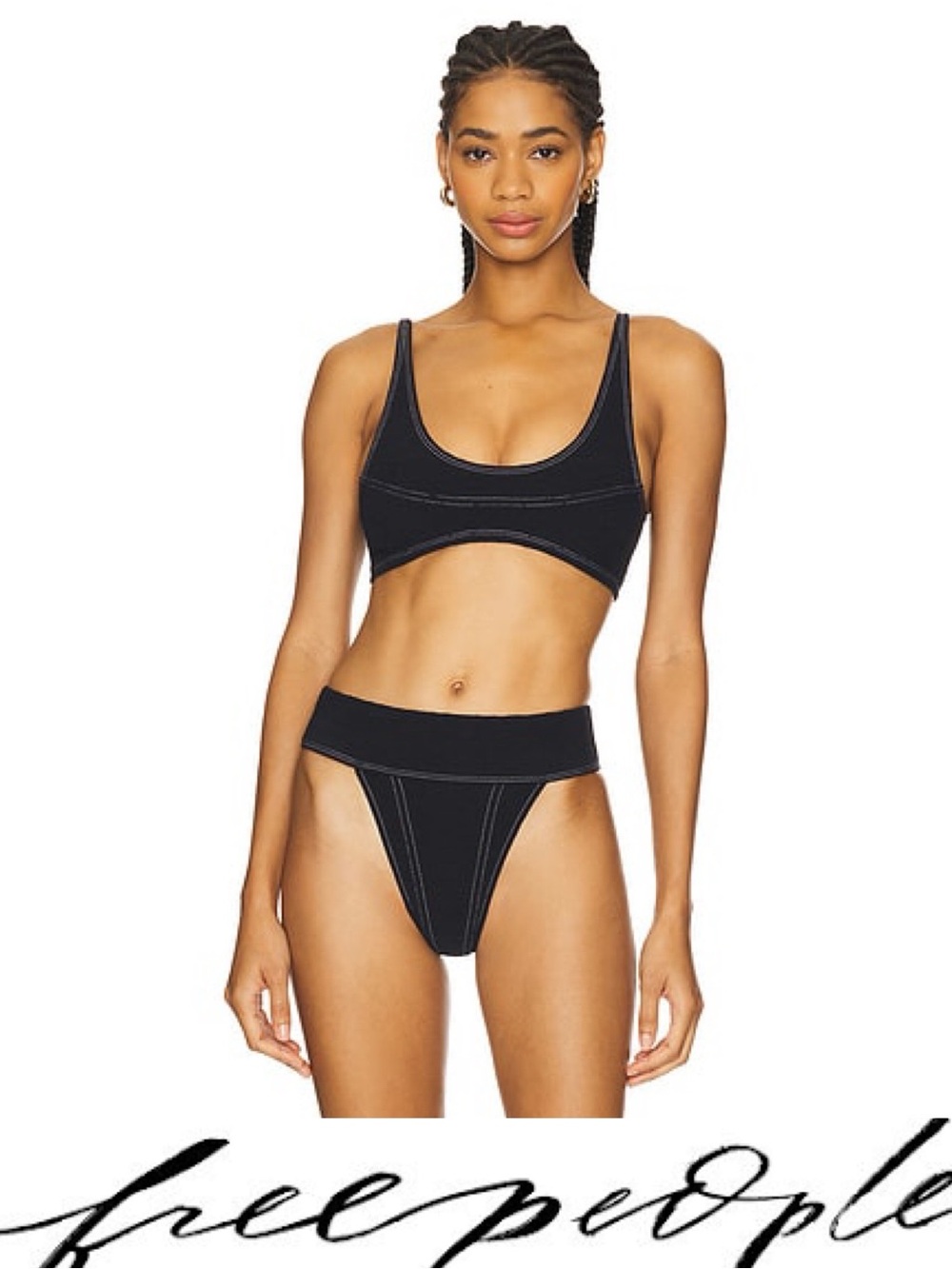 Free People Dylan Black High Waist Bikini Bottom❤️ NWOT